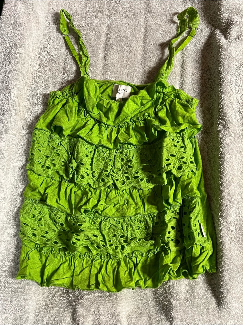 Gilly Hicks Neon Lime Eyelet Ruffle Cami